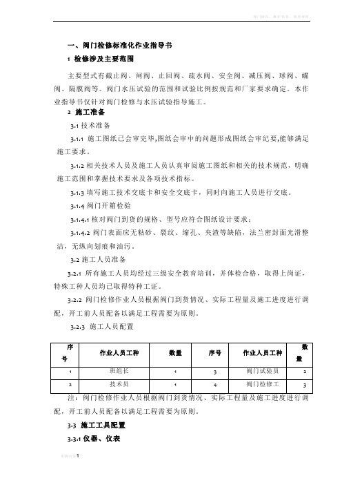 阀门检修标准化作业指导书