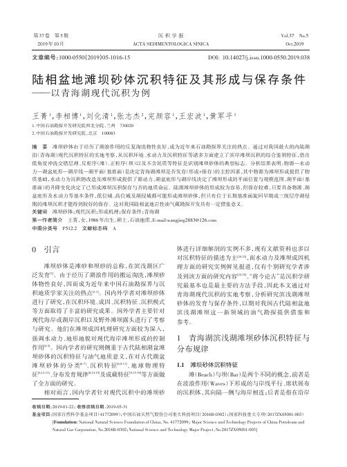 陆相盆地滩坝砂体沉积特征及其形成与保存条件——以青海湖现代沉积为例