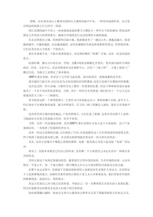 石正林：巴渝小城,在前进中寻找出路