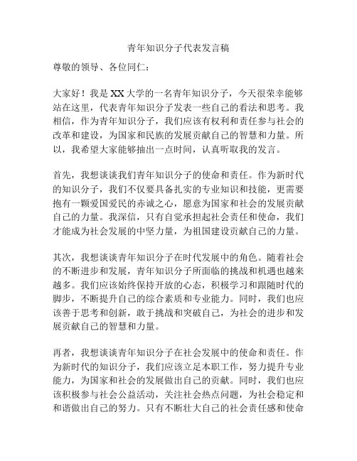 青年知识分子代表发言稿