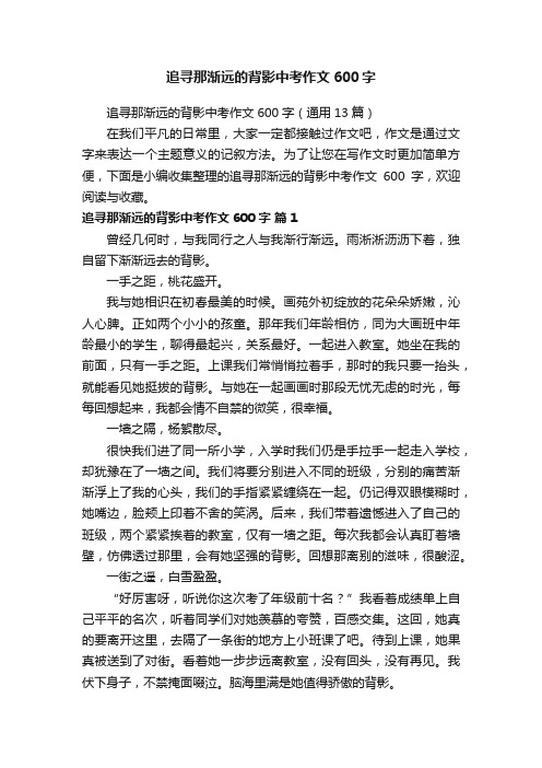 追寻那渐远的背影中考作文600字