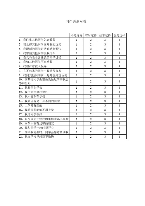 同伴关系问卷