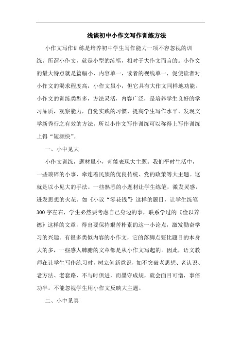 初中小作文写作训练方法论文