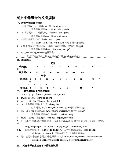 英文字母组合的发音规律