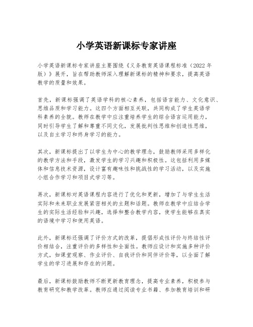 小学英语新课标专家讲座