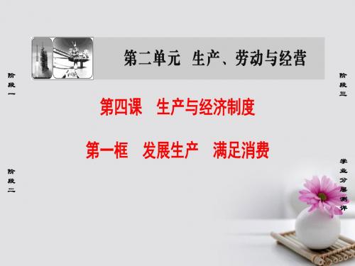 高中政治 第2单元 生产劳动与经营 第4课 生产与经济制度 第1框 发展生产 满足消费课件 新人教版必修1