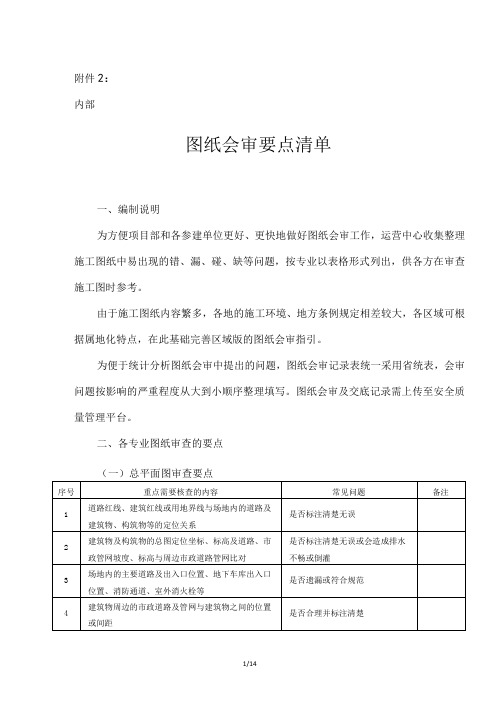 图纸会审要点清单