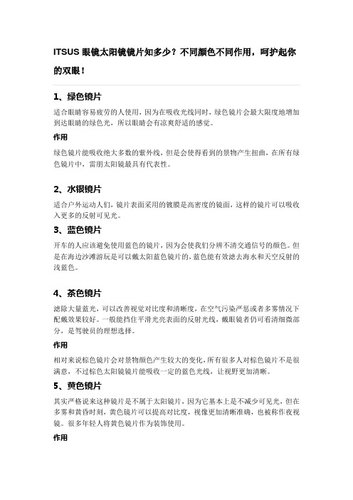 ITSUS眼镜太阳镜镜片知多少