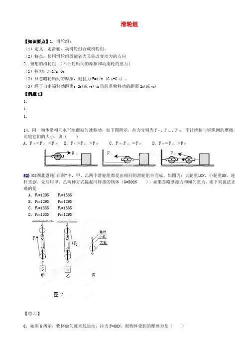 江苏省大丰市万盈二中中考物理总复习 滑轮组(无答案)