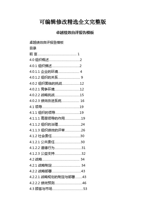 卓越绩效自评报告模板精选全文