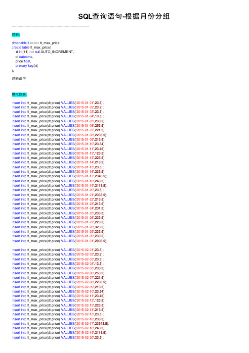 SQL查询语句-根据月份分组