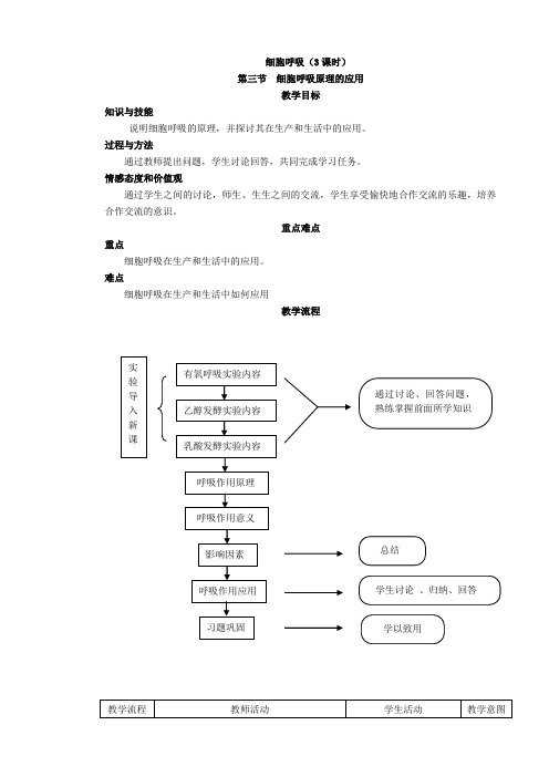 高一生物呼吸作用教案第三课时(苏教版必修一)1