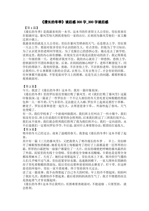 《漫长的冬季》读后感300字_300字读后感