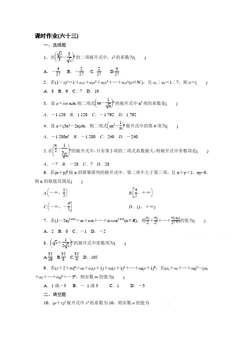 河北省邯郸市重点中学高三数学规范性课时作业(六十三)(学生版)