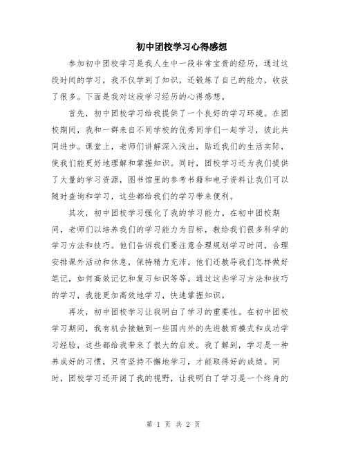 初中团校学习心得感想