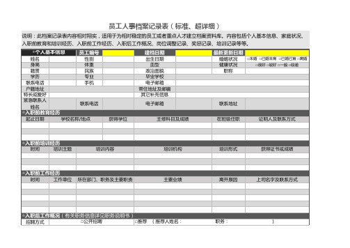 员工人事档案记录表(标准模板)