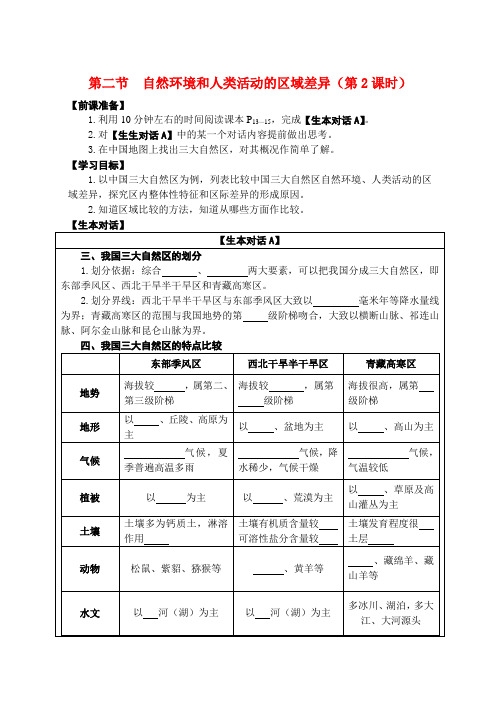 高中地理 第二节 自然环境和人类活动的区域差异(第2课时) 鲁教版必修3