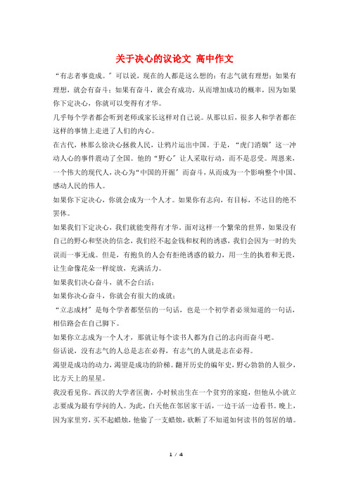 关于决心的议论文 高中作文