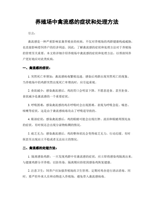 养殖场中禽流感的症状和处理方法