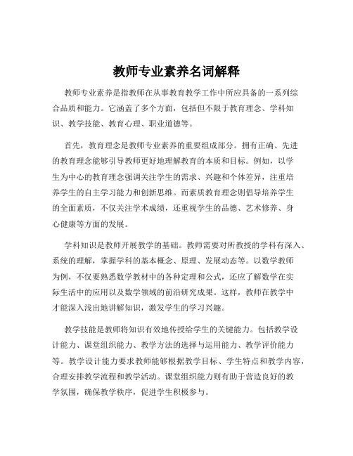 教师专业素养名词解释