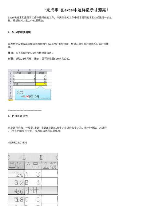 “完成率”在excel中这样显示才漂亮！