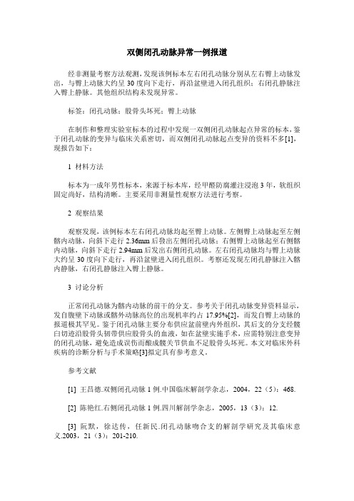 双侧闭孔动脉异常一例报道