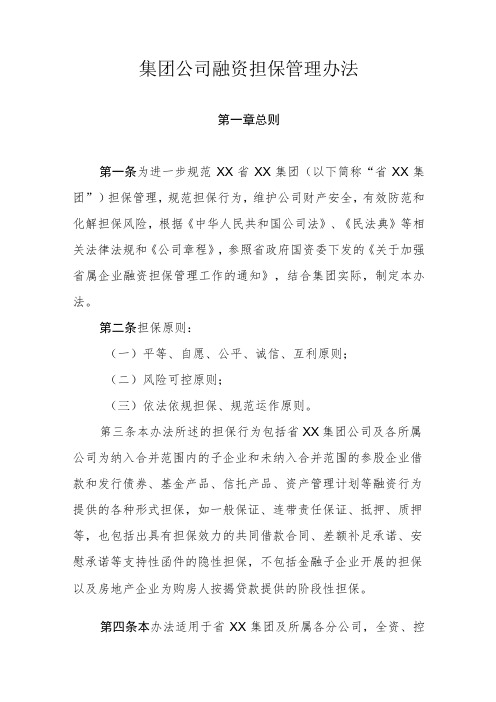 集团公司融资担保管理办法