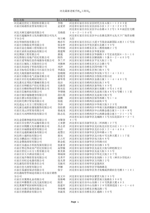 最新河北省700多家大中型企业通讯录