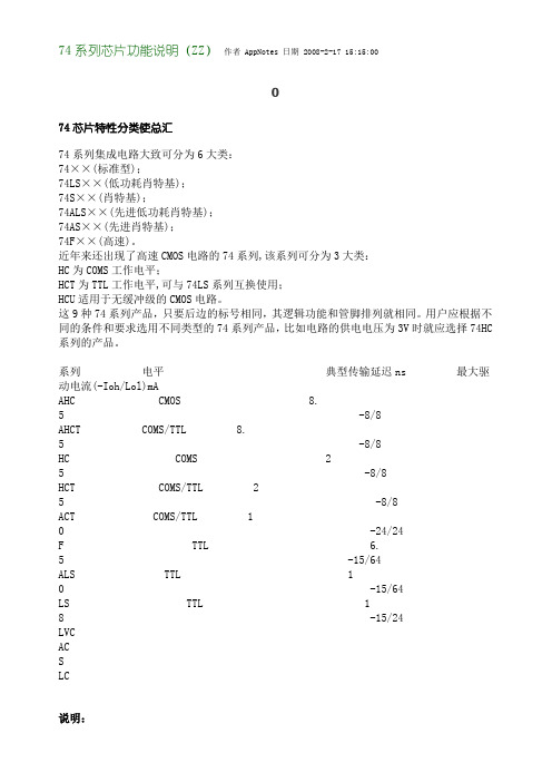 74系列芯片功能说明