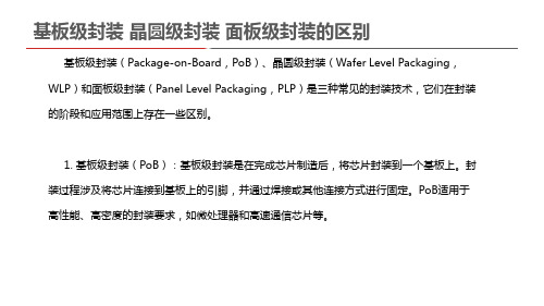 基板级封装 晶圆级封装 面板级封装的区别