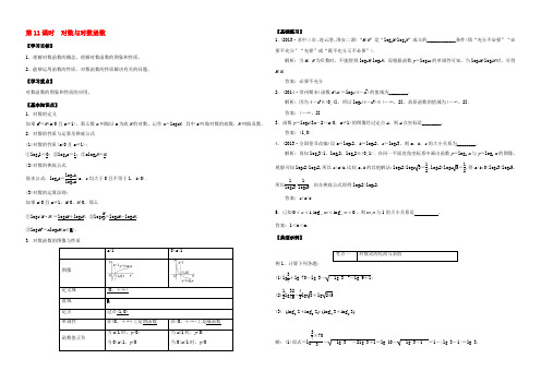 高二数学 第11课时 对数与对数函数学案