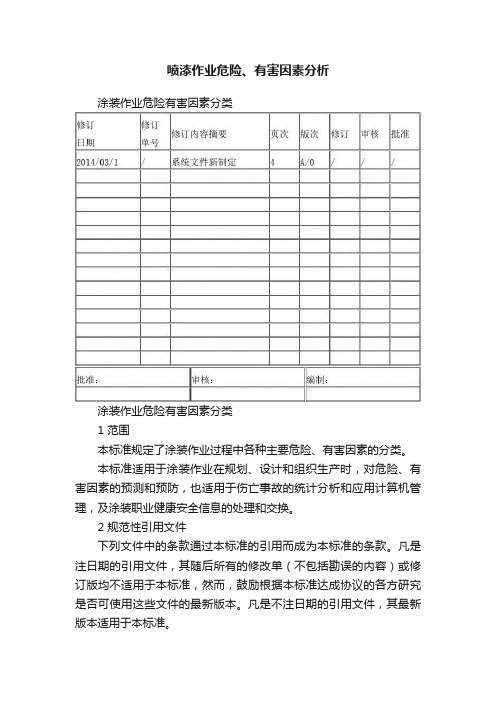 喷漆作业危险、有害因素分析