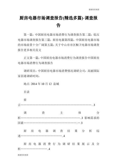 厨房电器市场调查报告(精选多篇)调查报告.doc