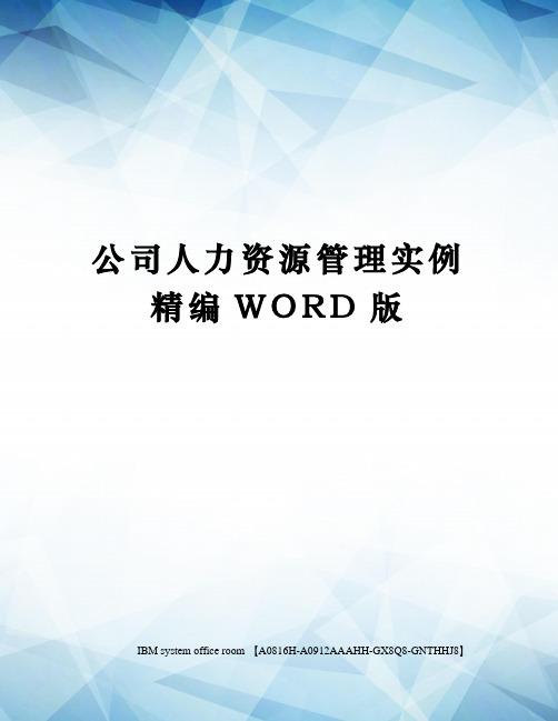 公司人力资源管理实例精编WORD版