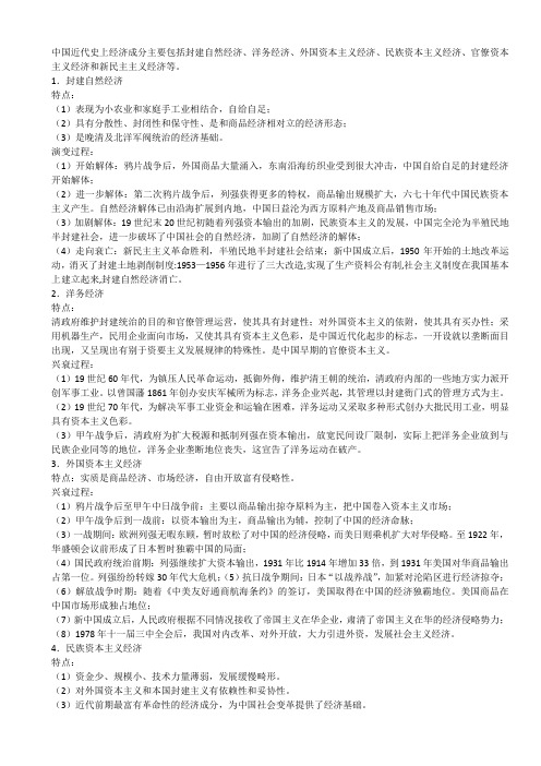 中国近代史上经济成分主要包括封建自然经济