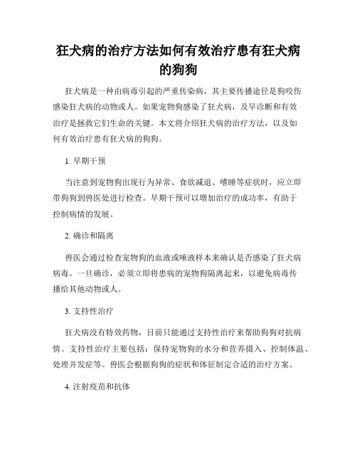 狂犬病的治疗方法如何有效治疗患有狂犬病的狗狗