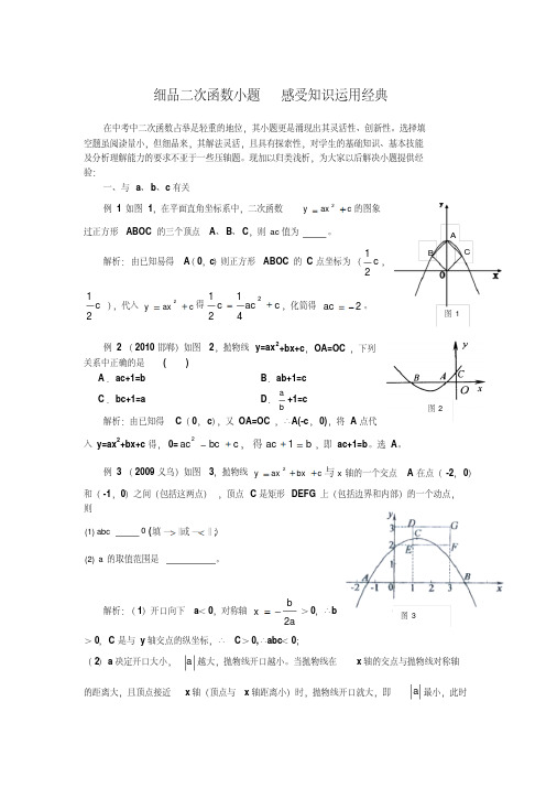 中考二次函数选择填空难题讲解