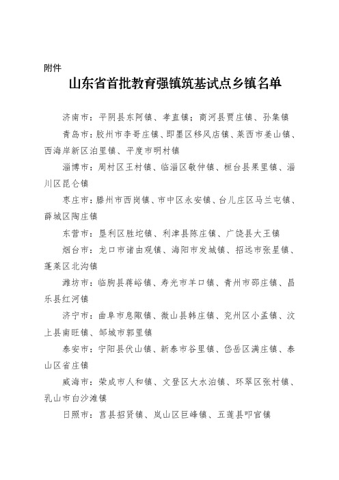 2021《山东省首批教育强镇筑基试点乡镇名单》