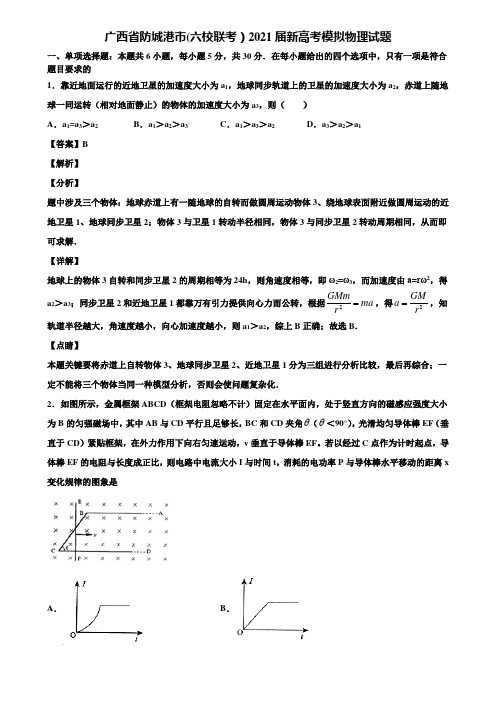 广西省防城港市(六校联考)2021届新高考模拟物理试题含解析