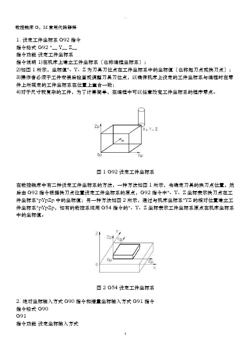 数控铣床GM常用代码解释