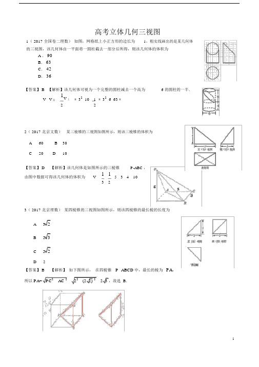 (完整word版)2016-2017高考数学三视图汇编.docx