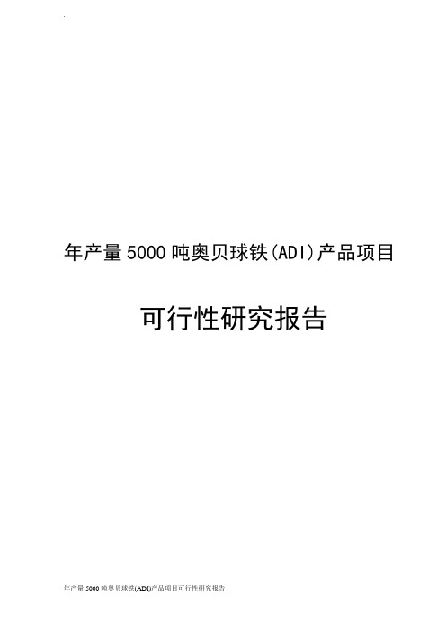 年产量5000吨奥贝球铁(ADI)产品项目可行性研究报告