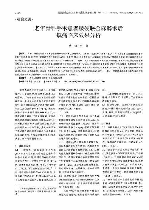 老年骨科手术患者腰硬联合麻醉术后镇痛临床效果分析