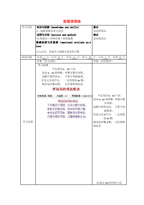 陕西省山阳县色河中学八年级英语上册 定冠词用法学案(无答案)(新版)冀教版