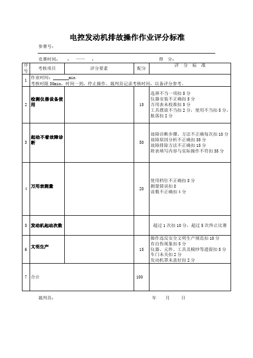 电控发动机排除故障评分表