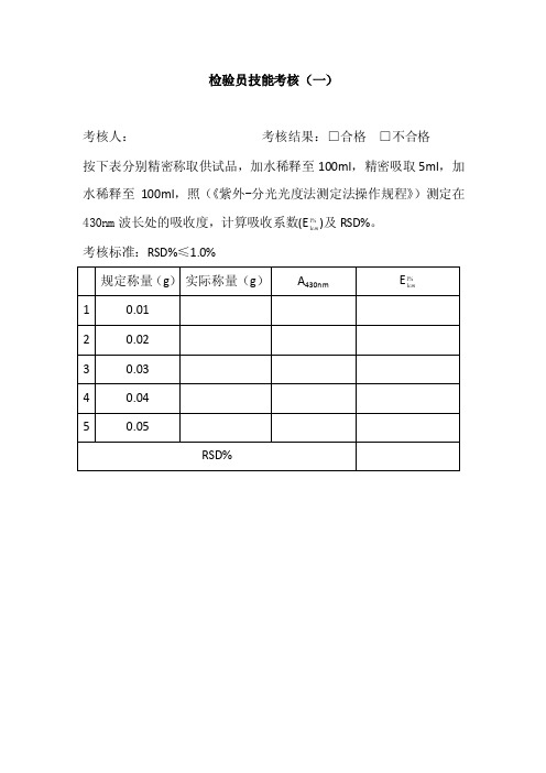 QC实验室检验员技能考核