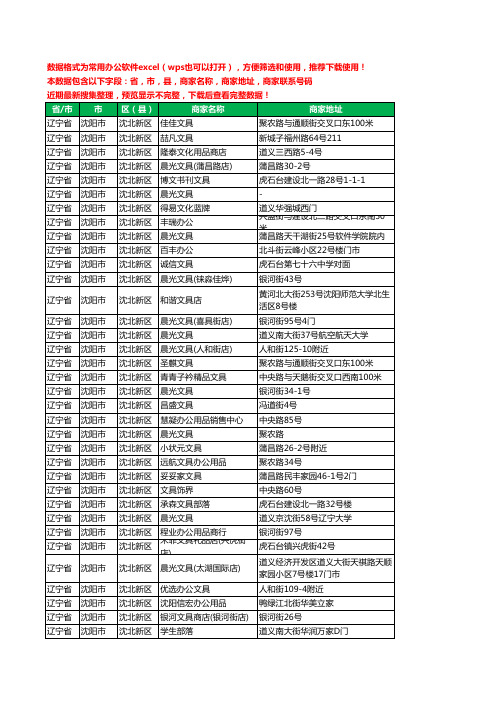 2020新版辽宁省沈阳市沈北新区文具工商企业公司商家名录名单黄页联系电话号码地址大全58家