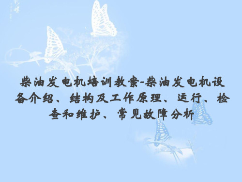 柴油发电机设备介绍、结构及工作原理、运行、检查和维护、常见故障分析