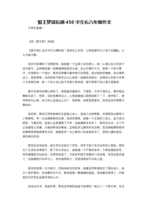 狼王梦读后感450字左右六年级作文