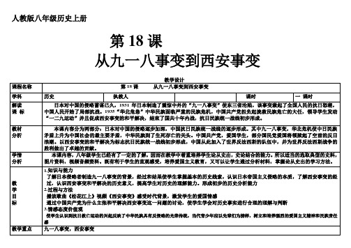 (部编)人教版初中八年级历史上册《 第18课 从九一八事变到西安事变》 优质课教学设计_4